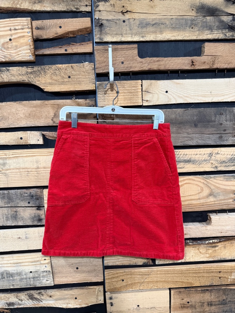 Boden Red Corduroy Lined A-Line Mini Skirt With Pockets Women's Size 6 Regular